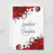 Elegant Rood en Wit Bloemen Aangepaste Bruiloft Ui Kaart (Achterkant)