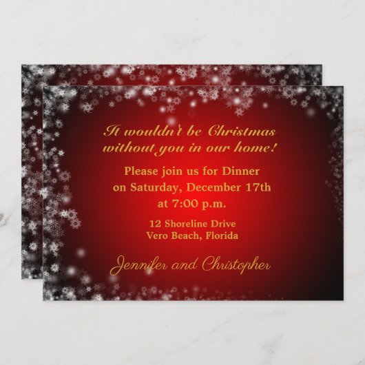 Elegant Rood en Wit Kerstfeest Kaart (Voorkant / Achterkant)