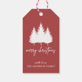 Elegant Rood en Wit Kerstmis op maat Cadeaulabel