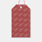 Elegant Rood en Wit Kerstmis op maat Cadeaulabel (Achterkant)