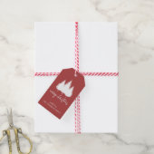 Elegant Rood en Wit Kerstmis op maat Cadeaulabel (Met Touw)