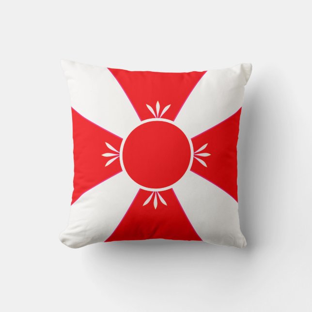 Elegant Rood en Wit Kussen (Voorkant)