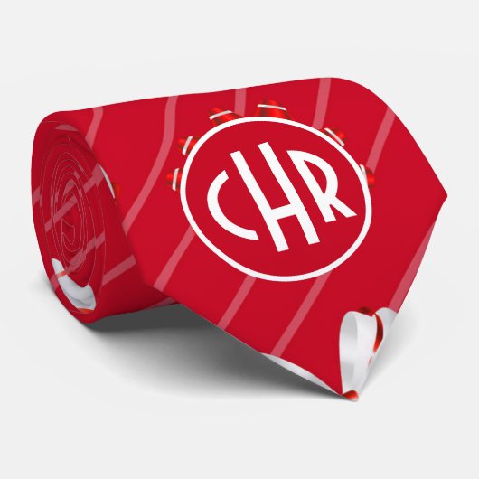 Elegant rood en wit lint stropdas (Opgerold)