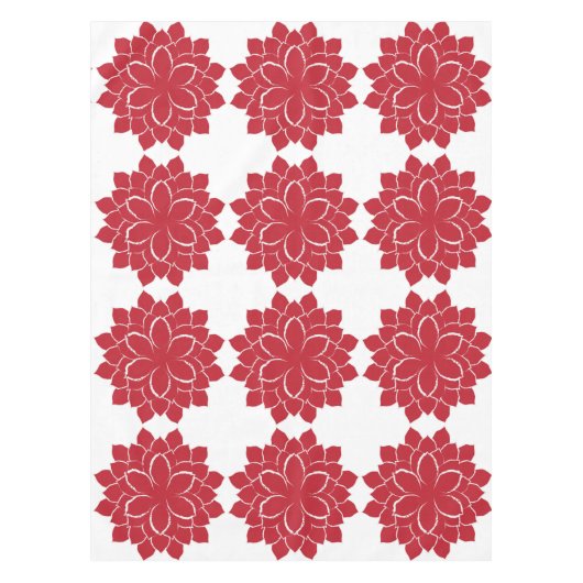 Elegant Rood en wit met de hand getrokken Poinsett Tafelkleed (Voorkant)