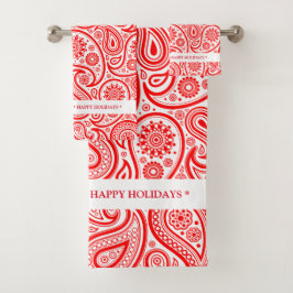 Elegant rood en wit  paisley patroon bad handdoek