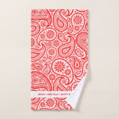 Elegant rood en wit paisley patroon bad handdoek (Handdoek)