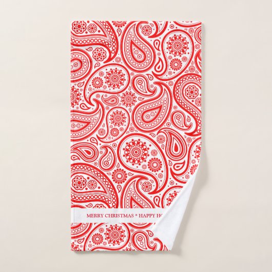 Elegant rood en wit paisley patroon bad handdoek (Handdoek)