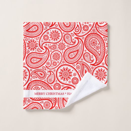 Elegant rood en wit paisley patroon bad handdoek (Wasdoekje)