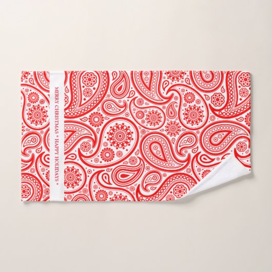 Elegant rood en wit paisley patroon bad handdoek (Handdoek)