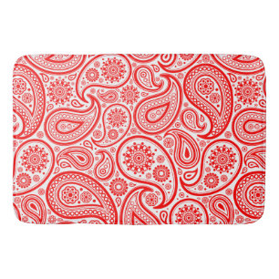 Elegant rood en wit  paisley patroon badmat