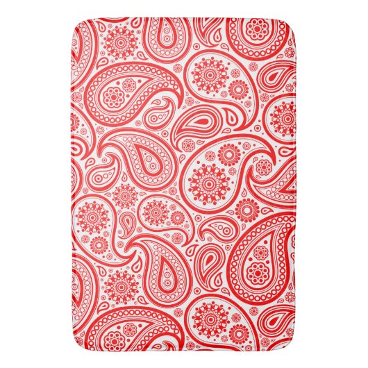 Elegant rood en wit  paisley patroon badmat (Voorkant Verticaal)