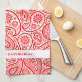 Elegant rood en wit  paisley patroon theedoek (Quarter Fold)