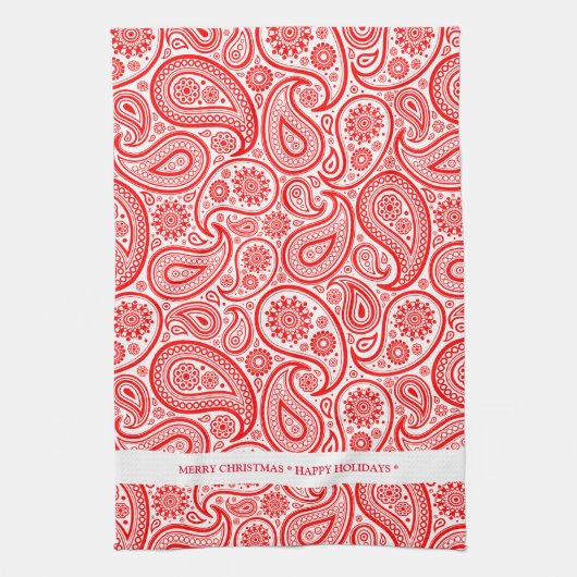 Elegant rood en wit paisley patroon theedoek (Verticaal)