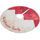 Elegant Rood en Wit Patchwork Patroon Kerstmis Kerstboom Rok (Gekanteld)