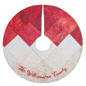 Elegant Rood en Wit Patchwork Patroon Kerstmis Kerstboom Rok (Voorkant)