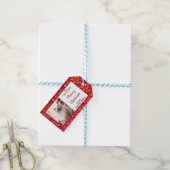 Elegant rood en wit vakantie foto label cadeaulabel (Met Touw)
