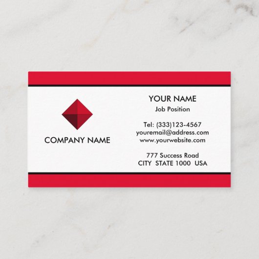 Elegant Rood en Wit Visitekaartje (Achterkant)