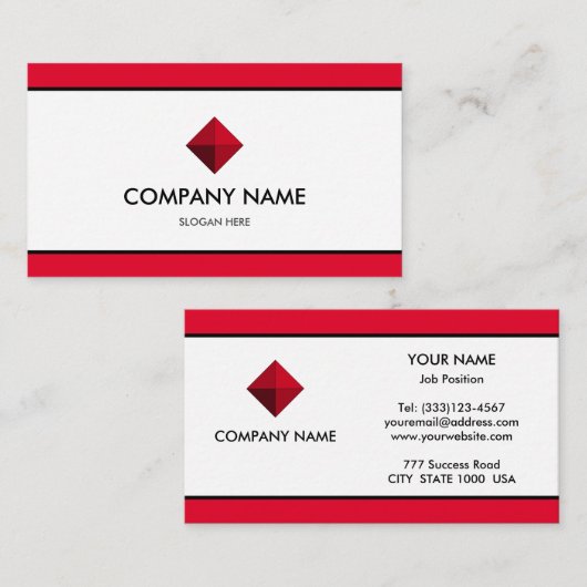 Elegant Rood en Wit Visitekaartje (Voorkant / Achterkant)