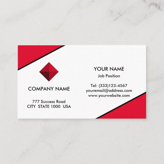 Elegant rood en wit visitekaartje (Achterkant)