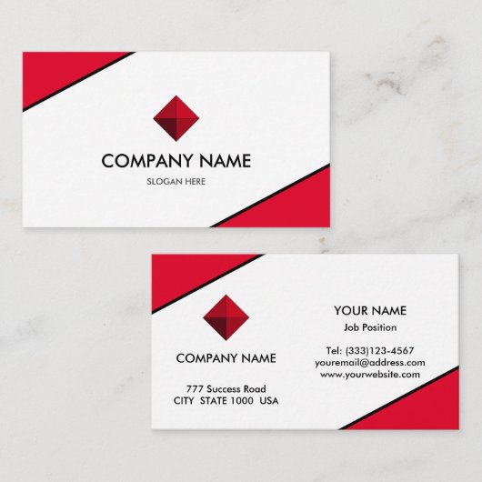 Elegant rood en wit visitekaartje (Voorkant / Achterkant)