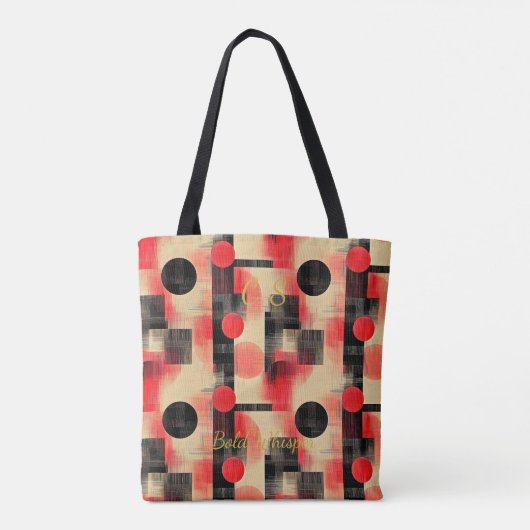 Elegant rood en zwart Abstract – Modern geometrisc Tote Bag (Achterkant)