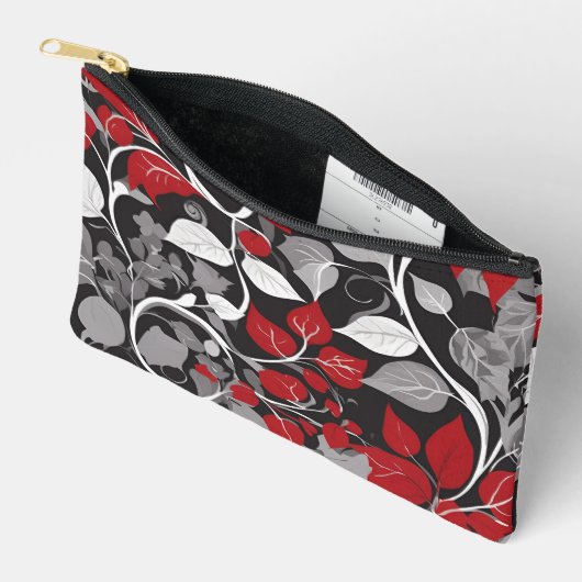 Elegant rood en zwart blad ontwerp etui (Open)