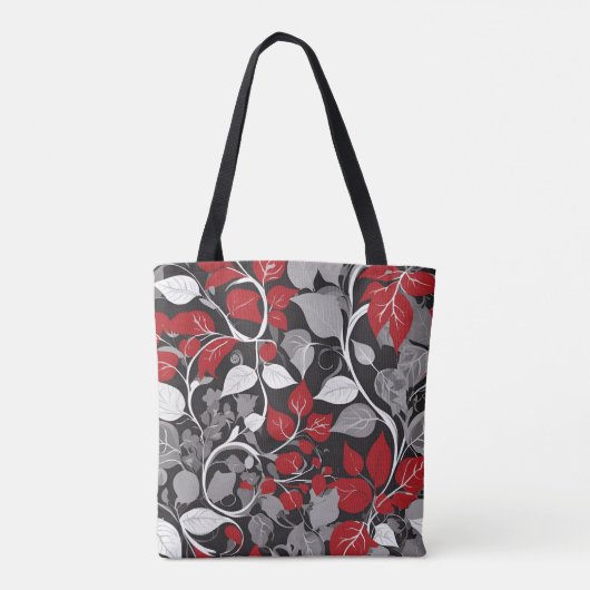 Elegant rood en zwart blad ontwerp tote bag (Achterkant)