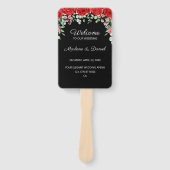 Elegant rood en zwart bloementrouwprogramma handwaaier (Voorkant)