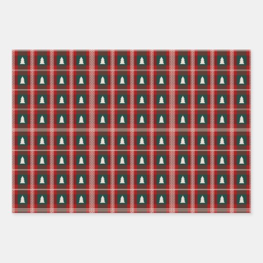 Elegant rood en zwart geruite patroon inpakpapier vel (Voorkant 3)