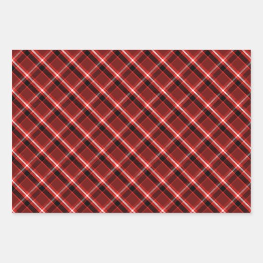 Elegant rood en zwart geruite patroon inpakpapier vel (Voorkant 2)