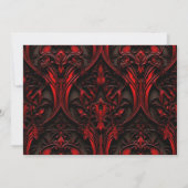 Elegant rood en zwart gotisch damast bruiloft save the date (Achterkant)