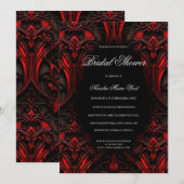 Elegant rood en zwart gotisch damast Vrijgezellenf Kaart (Voorkant / Achterkant)