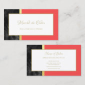 Elegant Rood en Zwart Marmer Goud Script Boutique Visitekaartje (Voorkant / Achterkant)