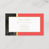 Elegant Rood en Zwart Marmer Goud Script Boutique Visitekaartje (Achterkant)