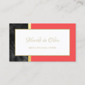 Elegant Rood en Zwart Marmer Goud Script Boutique Visitekaartje (Voorkant)