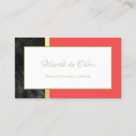 Elegant Rood en Zwart Marmer Goud Script Boutique Visitekaartje
