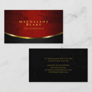 Elegant rood en zwart marmer met gouden accent visitekaartje