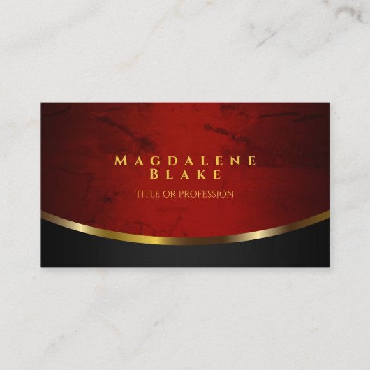 Elegant rood en zwart marmer met gouden accent visitekaartje (Voorkant)