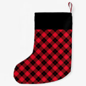 Elegant Rood en Zwart Plaid Gepersonaliseerd Kleine Kerstsok (Achterkant)