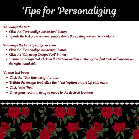 Elegant rood en zwart Roos Canvas tas Classic Desi