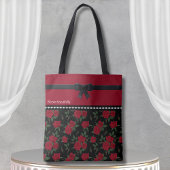 Elegant rood en zwart Roos Canvas tas Classic Desi