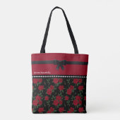 Elegant rood en zwart Roos Canvas tas Classic Desi (Achterkant)