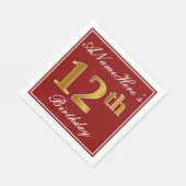 Elegant rood, Faux Gold 12e verjaardag + aangepast Servetten (Hoek)
