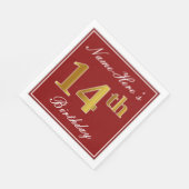 Elegant rood, Faux Gold 14e verjaardag + aangepast Servetten (Hoek)