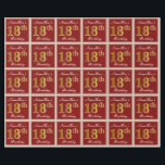 Elegant, rood, Faux Gold 18th Birthday; Naam op ma Cadeaupapier<br><div class="desc">Dit eenvoudige en elegante ontwerp van verpakkingspapier bevat een gepersonaliseerd bericht zoals "Namehere's 18th Birthday" (met de "18th" met een faux/imitatie goudachtige kleur) binnen een rood-gekleurd vierkant gebied met een eenvoudige rand. De naam is in een elegante wit-gekleurde manuscript-als tekst, en kan worden gepersonaliseerd. Een dergelijk artikel kan misschien gebruikt...</div>