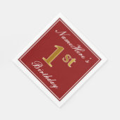 Elegant rood, Faux Gold 1e verjaardag + aangepaste Servet (Hoek)