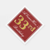 Elegant rood, Faux Gold 33e verjaardag + aangepast Servet (Hoek)