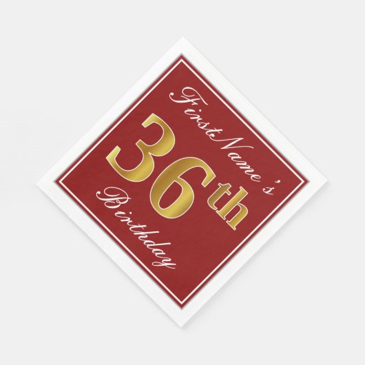 Elegant rood, Faux Gold 36e verjaardag + aangepast Servet (Hoek)