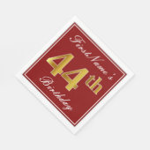 Elegant rood, Faux Gold 44e verjaardag + aangepast Servet (Hoek)