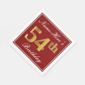 Elegant rood, Faux Gold 54ste verjaardag + aangepa Servet (Hoek)